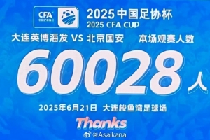 60028名觀眾觀看大連英博VS北京國安比賽 創(chuàng)足協(xié)杯單場觀眾紀(jì)錄