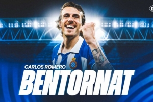 官方：西班牙人續(xù)租23歲黃潛后衛(wèi)卡洛斯-羅梅羅一個賽季