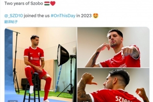 索博斯洛伊加盟利物浦兩周年，為紅軍出戰(zhàn)94場(chǎng)15球14助