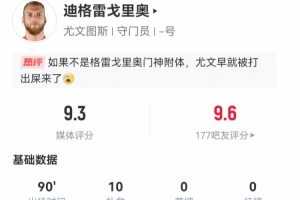 迪格雷戈里奧本場(chǎng)數(shù)據(jù)：10次撲救 19長(zhǎng)傳7成功 9.3分全場(chǎng)最高