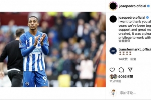 佩德羅社媒告別布萊頓：感謝過去兩年與大家共事的時光????