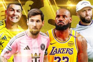 英媒盤點去年體壇收入榜：C羅1.92億鎊第1，梅西第3詹姆斯第4