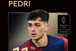 金球第11??22歲佩德里上賽季：國(guó)內(nèi)3冠+巴薩60場(chǎng)出戰(zhàn)59場(chǎng)6球8助