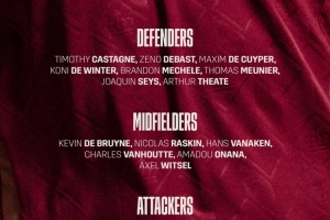 比利時10月大名單：德布勞內(nèi)領(lǐng)銜，多庫、特羅薩德、拉門斯在列