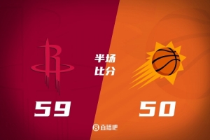 火箭半場(chǎng)領(lǐng)先太陽(yáng)9分 阿門(mén)12+3+5 謝潑德6中1 狄龍13分 布克9分
