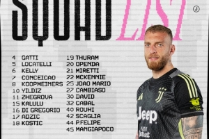 尤文意大利杯名單：伊爾迪茲、孔塞桑、戴維在列，佩林、DV9缺席