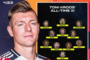 克羅斯評最佳11人：梅羅、大小羅四大攻擊手，齊祖、魔笛坐鎮(zhèn)中場