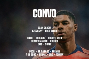 巴薩客戰(zhàn)貝蒂斯大名單：德容、費爾明回歸，奧爾莫缺席