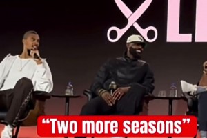 文班預(yù)測(cè)詹姆斯還會(huì)打兩年 老詹聽(tīng)后笑而不語(yǔ)??