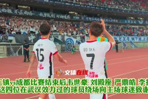 鞠躬+繞場(chǎng)一周!韋世豪劉殿座等四位蓉城球員賽后向武漢球迷致謝
